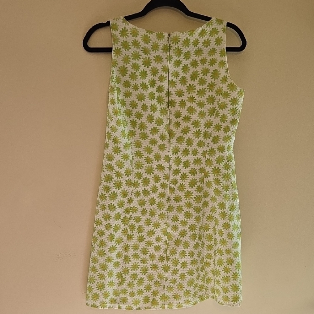 Chic Green Floral Mini Dress True 70's Daisy Pattern - Picture 6 of 7
